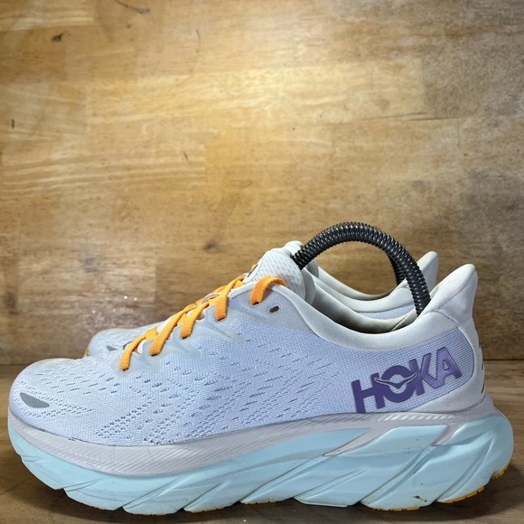 Hoka One One Clifton 8 Womens Size 7.5 Running Shoes Sneakers White Purple - Picture 4 of 12
